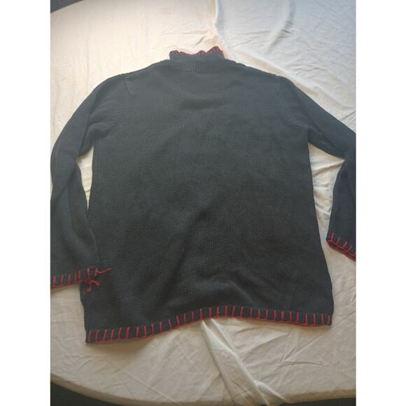 Not So Ugly Christmas Sweater Women Black Knit Mock Neck Long Sleeve Medium - Picture 6 of 6